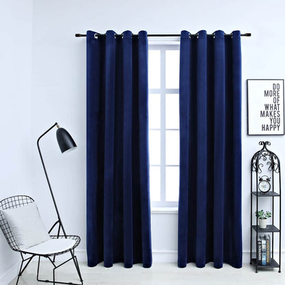 vidaXL Rideaux occultants à œillets 2 pcs Velours Bleu foncé 140x245cm