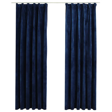 vidaXL Rideaux occultants à crochets 2 pcs Velours Bleu foncé 140x225cm