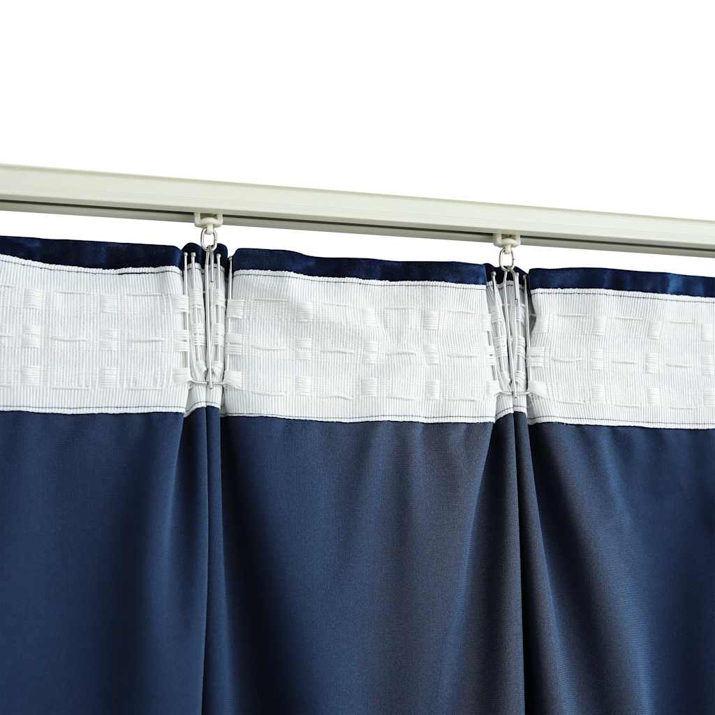 vidaXL Rideaux occultants à crochets 2 pcs Velours Bleu foncé 140x225cm