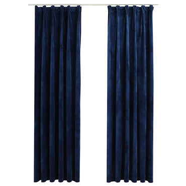 vidaXL Rideaux occultants crochets 2 pcs Velours Bleu foncé 140x245cm