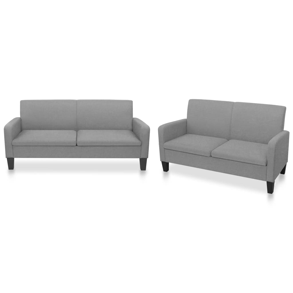 vidaXL 2-tlg. Sofagarnitur Stoff Hellgrau