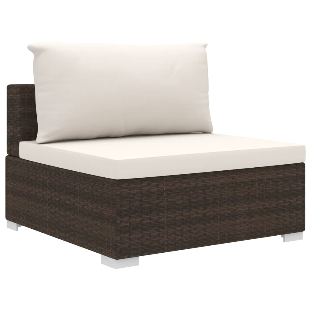 vidaXL 4-tlg. Garten-Lounge-Set mit Auflagen Poly Rattan Braun