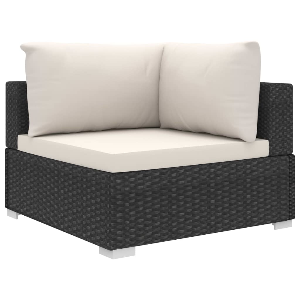 vidaXL 4-tlg. Garten-Lounge-Set mit Auflagen Poly Rattan Schwarz
