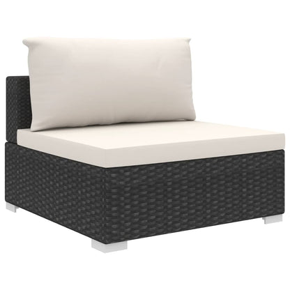 vidaXL 4-tlg. Garten-Lounge-Set mit Auflagen Poly Rattan Schwarz