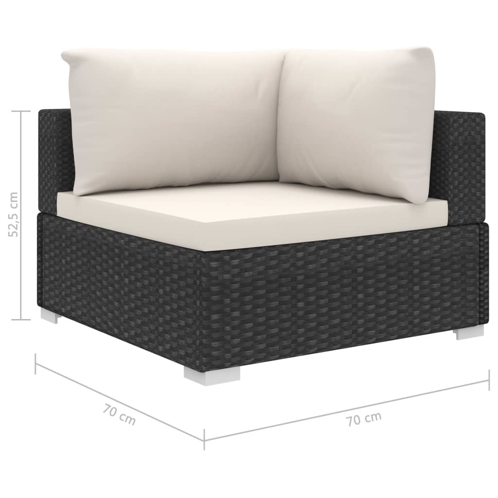 vidaXL 4-tlg. Garten-Lounge-Set mit Auflagen Poly Rattan Schwarz