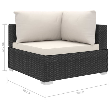 vidaXL 4-tlg. Garten-Lounge-Set mit Auflagen Poly Rattan Schwarz
