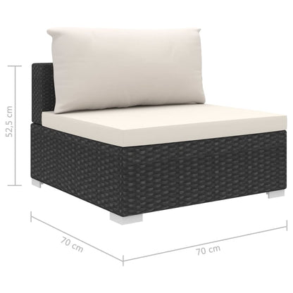 vidaXL 4-tlg. Garten-Lounge-Set mit Auflagen Poly Rattan Schwarz
