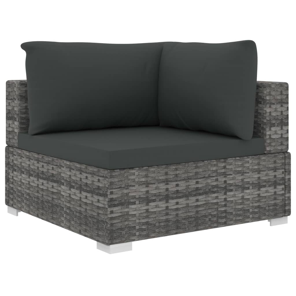 vidaXL 4-tlg. Garten-Lounge-Set mit Auflagen Poly Rattan Grau