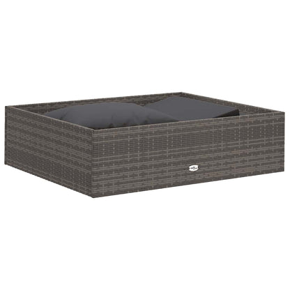 2-tlg. Garten-Lounge-Set mit Auflagen Poly Rattan Grau