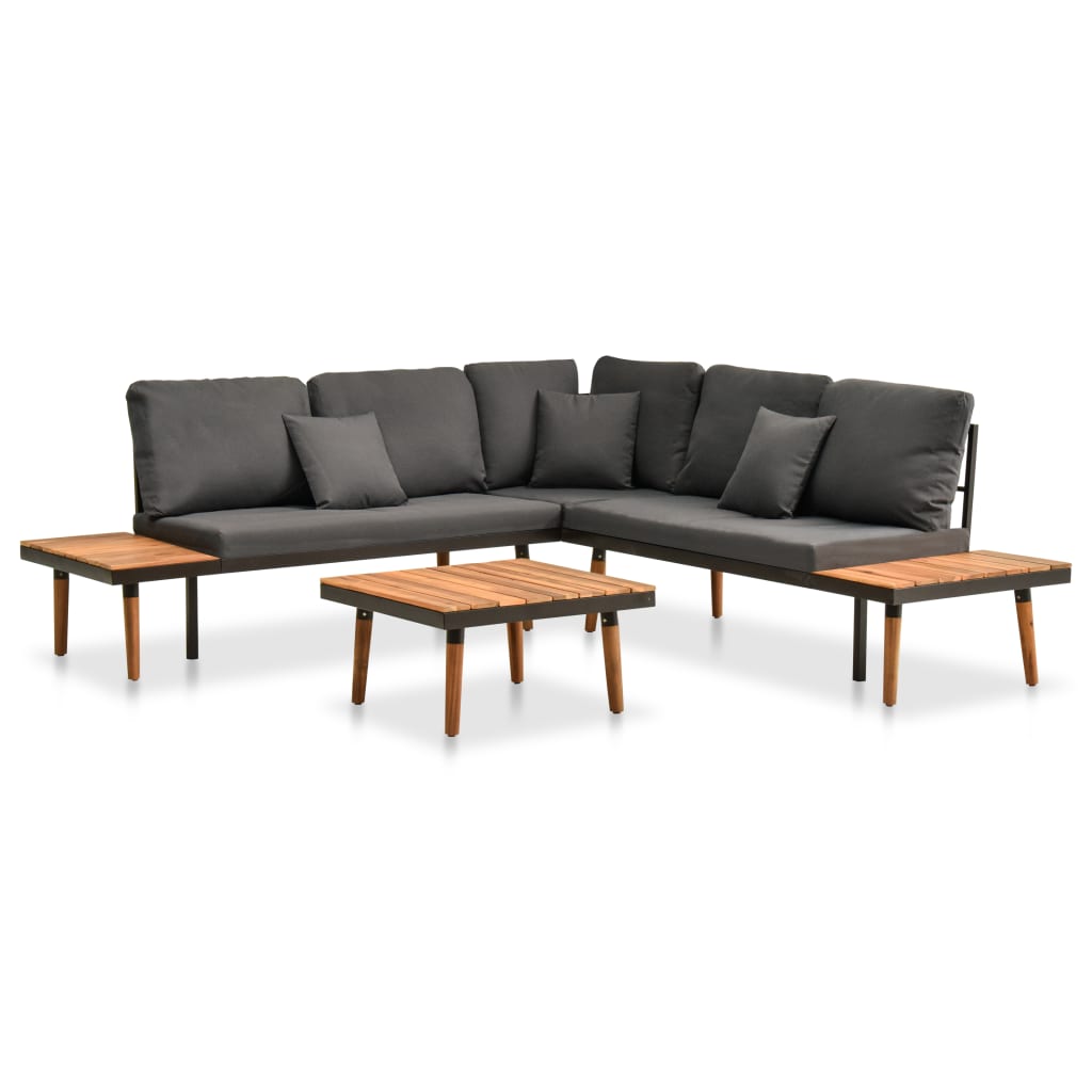 vidaXL Ensemble de salon de jardin 4 pcs avec coussins Bois d'acacia massif
