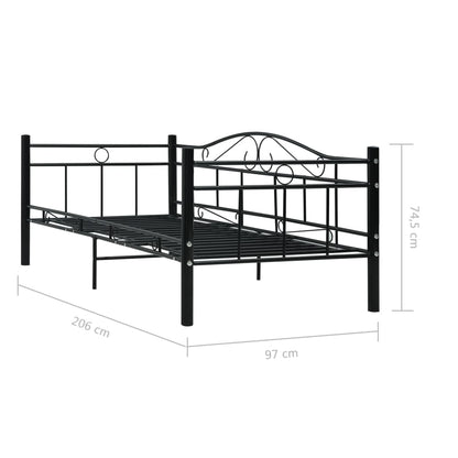 vidaXL Tagesbett-Rahmen Schwarz Metall 90×200 cm
