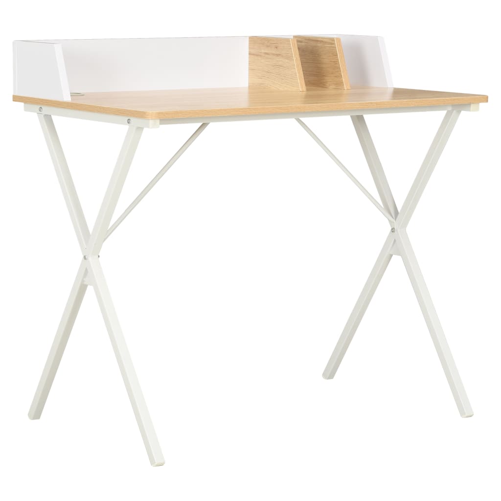 vidaXL Schreibtisch Weiß und Natur 80x50x84 cm