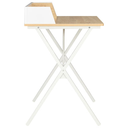 vidaXL Schreibtisch Weiß und Natur 80x50x84 cm