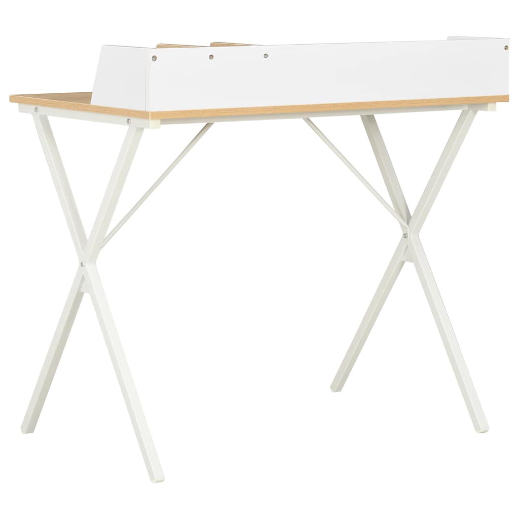 vidaXL Schreibtisch Weiß und Natur 80x50x84 cm