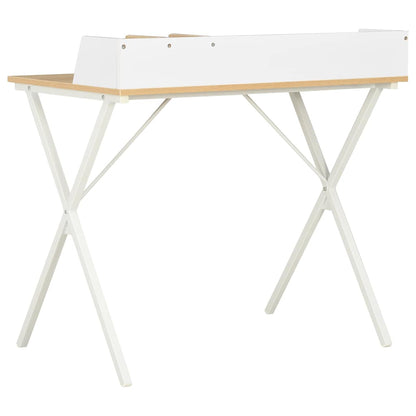 vidaXL Schreibtisch Weiß und Natur 80x50x84 cm