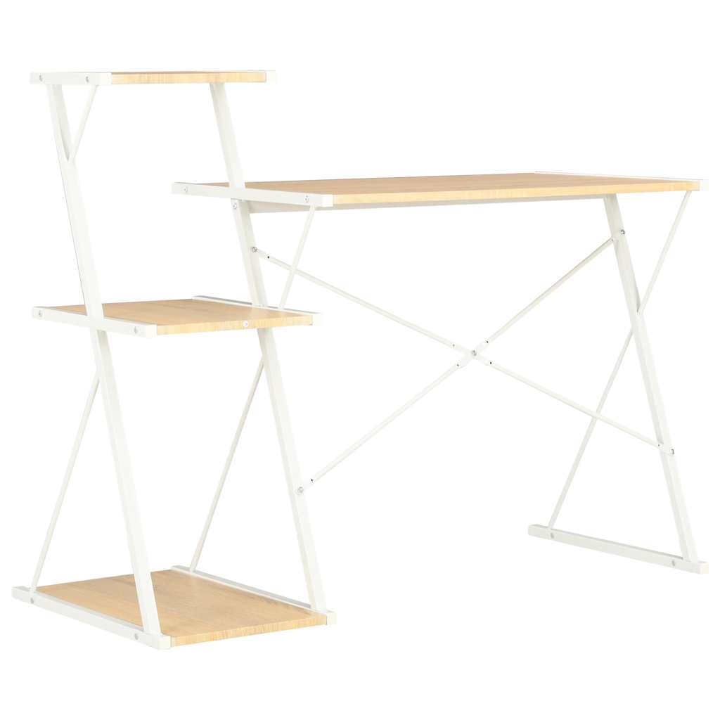 vidaXL Bureau avec étagère Blanc et Chêne 116×50×93 cm