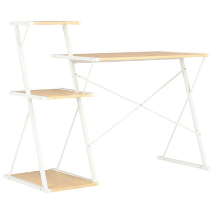 vidaXL Bureau avec étagère Blanc et Chêne 116×50×93 cm