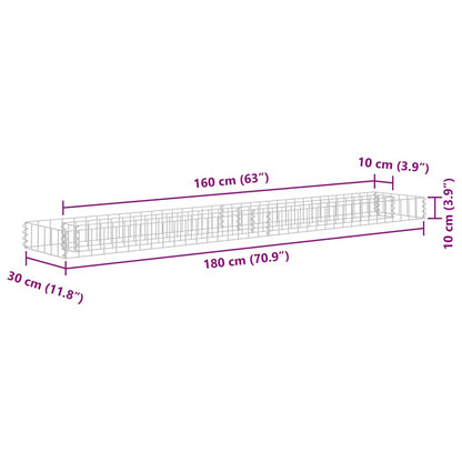 vidaXL Gabionen-Hochbeet Verzinkter Stahl 180x30x10 cm