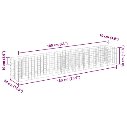 vidaXL Gabionen-Hochbeet Verzinkter Stahl 180×30×30 cm