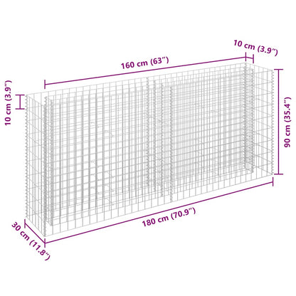 vidaXL Carré potager en gabion Acier galvanisé 180×30×90 cm
