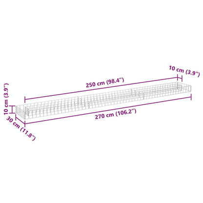 Gabionen-Hochbeet Verzinkter Stahl 270x30x10 cm