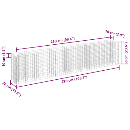 vidaXL Gabionen-Hochbeet Verzinkter Stahl 270×30×60 cm