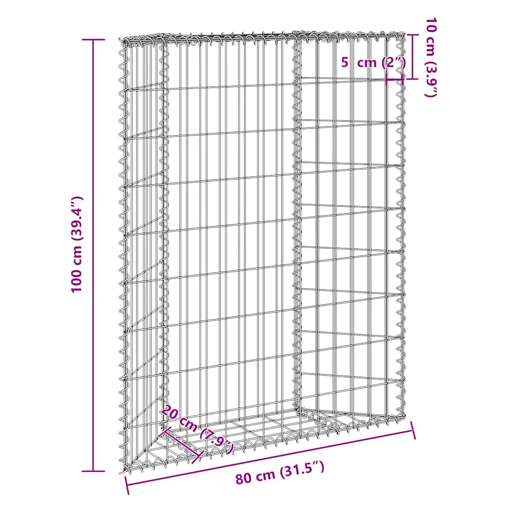 vidaXL Gabionen-Hochbeet Trapezform Verzinkter Stahl 80x20x100 cm