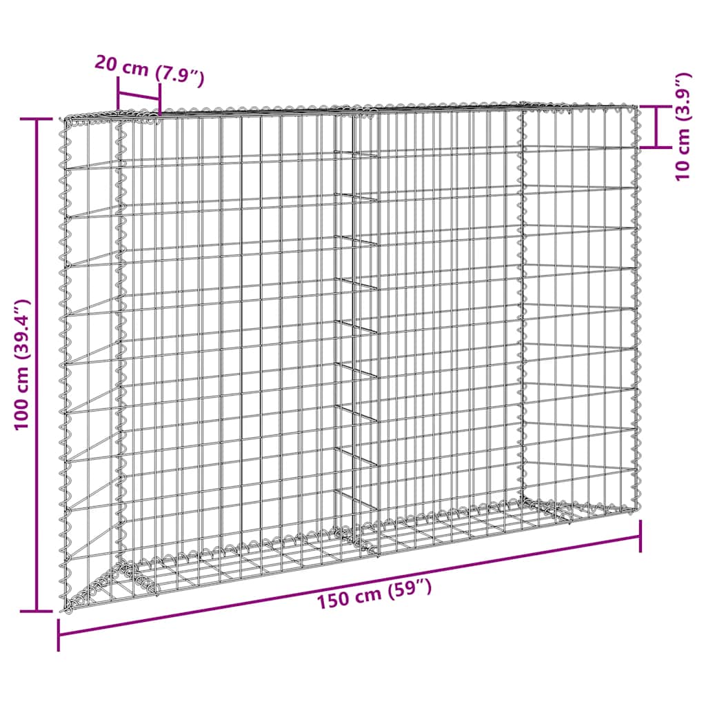 vidaXL Gabionen-Hochbeet Trapezform Verzinkter Stahl 150x20x100 cm