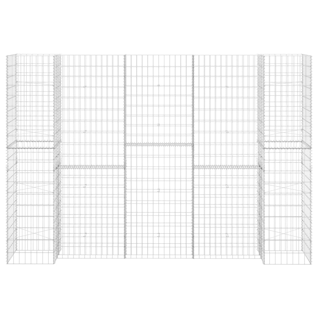 vidaXL H-förmiger Gabionen-Pflanzkorb Stahldraht 260x40x180 cm