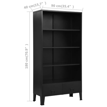 vidaXL Bücherregal Industrie-Stil Schwarz 90x40x180 cm Stahl