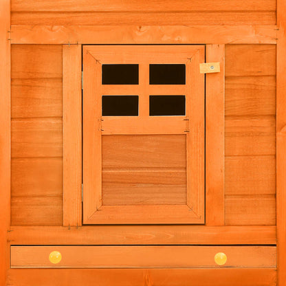 Kaninchenstall mit Freilauf Braun Tanne Massivholz