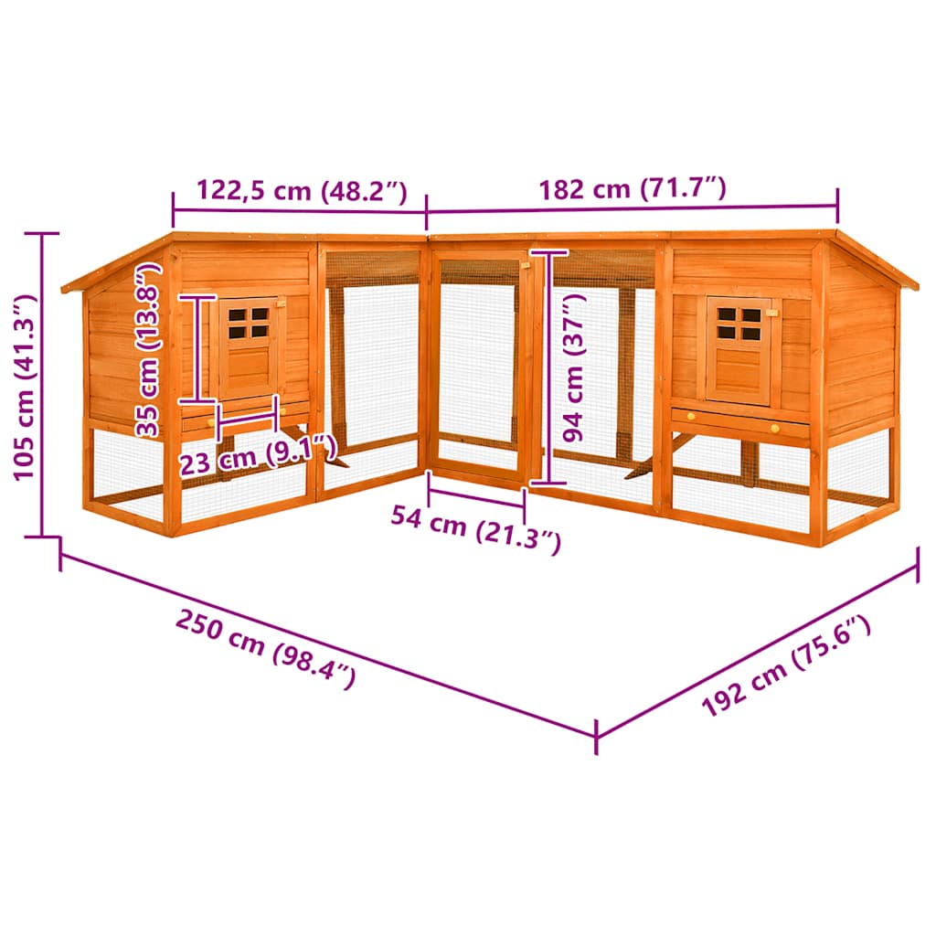 Kaninchenstall mit Freilauf Braun Tanne Massivholz