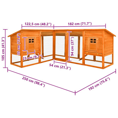 Kaninchenstall mit Freilauf Braun Tanne Massivholz