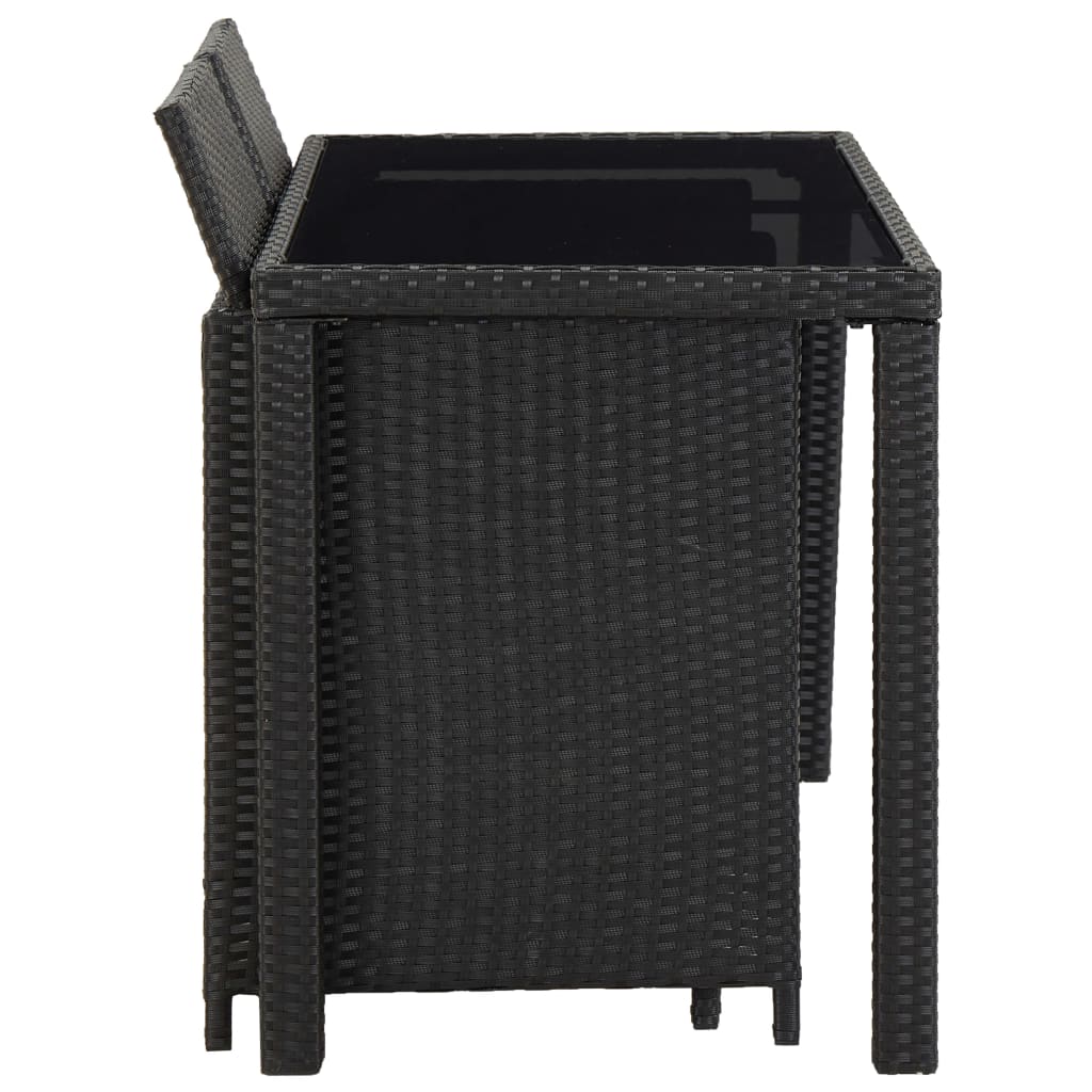 vidaXL 5-tlg. Garten-Essgruppe mit Auflagen Poly Rattan Schwarz