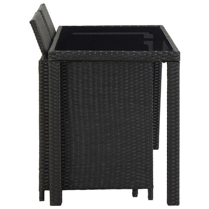 vidaXL 5-tlg. Garten-Essgruppe mit Auflagen Poly Rattan Schwarz