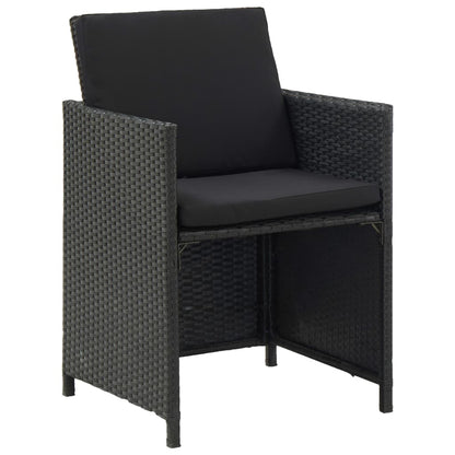 vidaXL 5-tlg. Garten-Essgruppe mit Auflagen Poly Rattan Schwarz