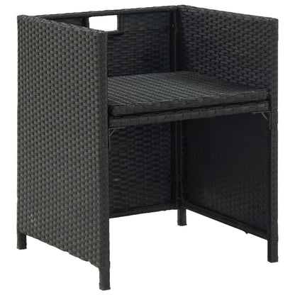 vidaXL 5-tlg. Garten-Essgruppe mit Auflagen Poly Rattan Schwarz