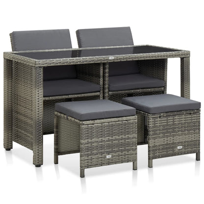 vidaXL Ensemble de salle à manger de jardin 5 pcs avec coussins résine tressée gris