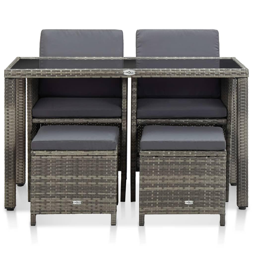 vidaXL Ensemble de salle à manger de jardin 5 pcs avec coussins résine tressée gris