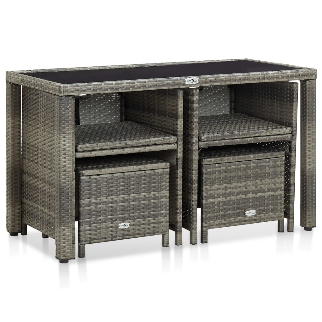 vidaXL Ensemble de salle à manger de jardin 5 pcs avec coussins résine tressée gris