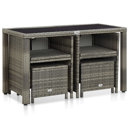 vidaXL Ensemble de salle à manger de jardin 5 pcs avec coussins résine tressée gris