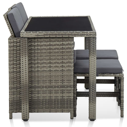 vidaXL Ensemble de salle à manger de jardin 5 pcs avec coussins résine tressée gris