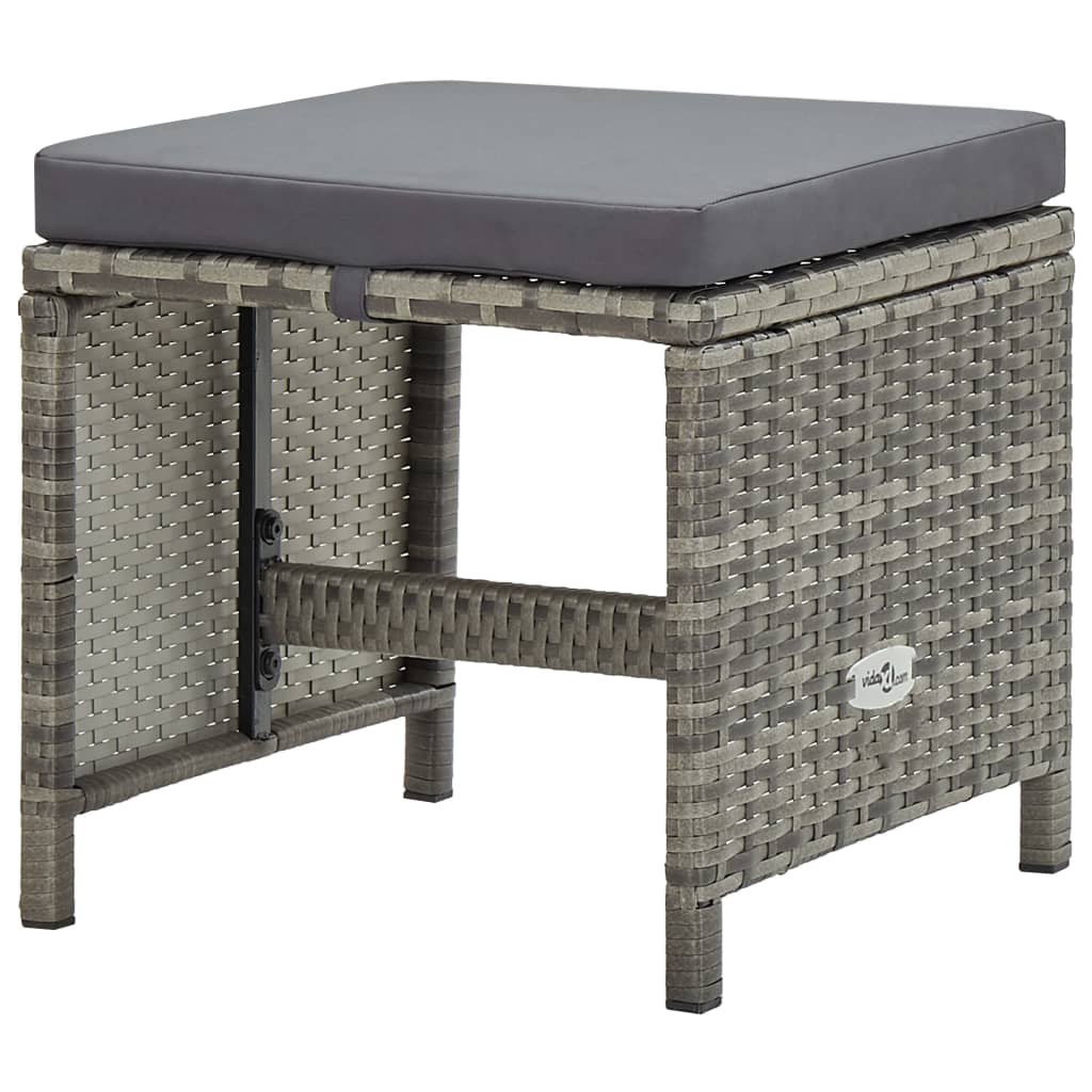 vidaXL Ensemble de salle à manger de jardin 5 pcs avec coussins résine tressée gris
