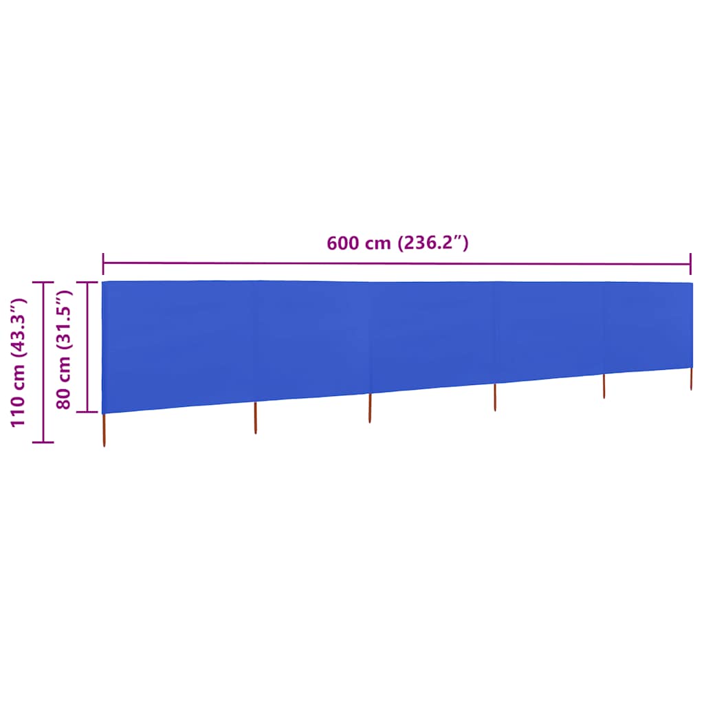 vidaXL Brise-vue 5 pcs 600 x 80 cm bleu azur
