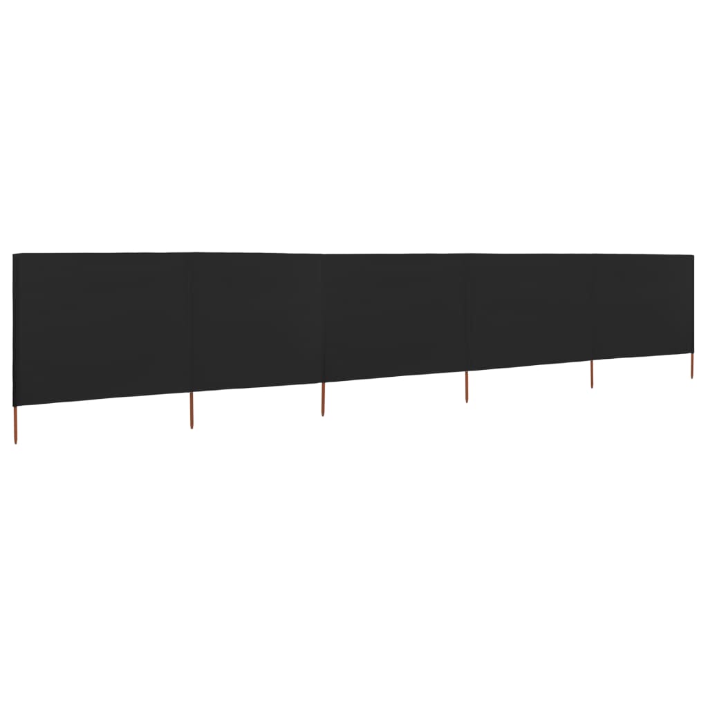 vidaXL 5-teiliges Windschutzgewebe 600 x 120 cm Schwarz