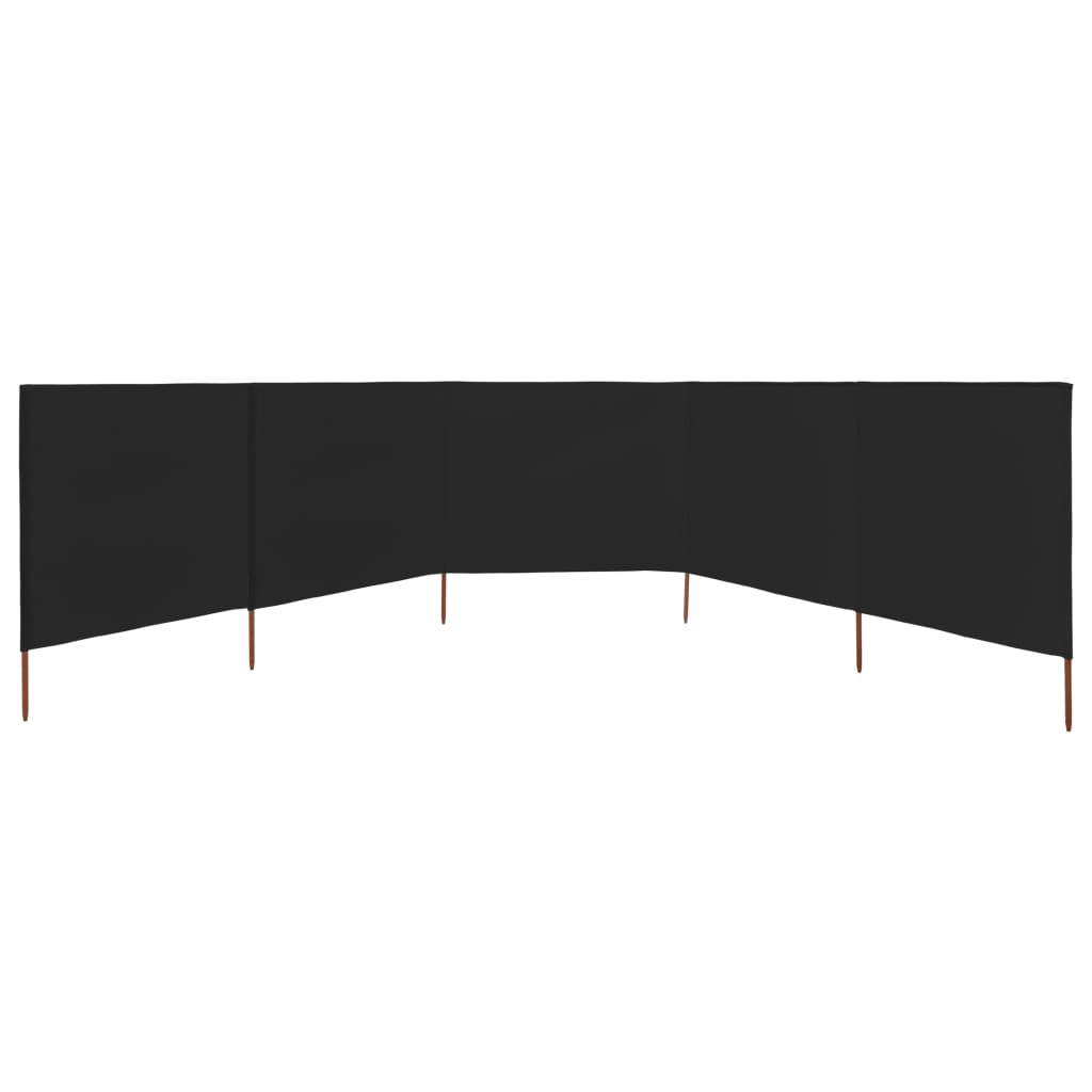 vidaXL 5-teiliges Windschutzgewebe 600 x 120 cm Schwarz