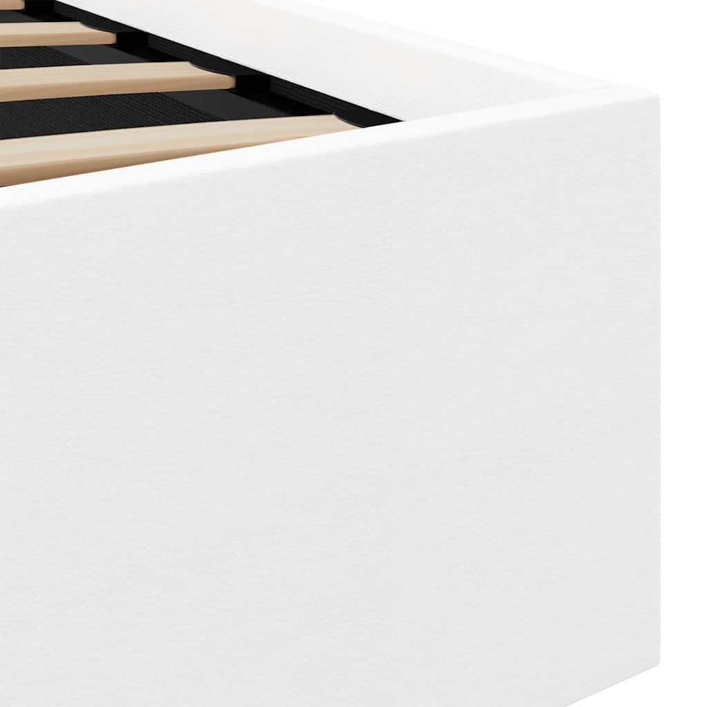 Bett mit Bettkasten Hydraulisch LED Weiß Kunstleder 160x200 cm