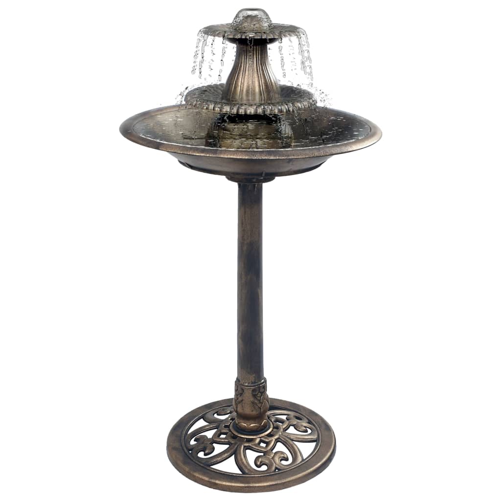vidaXL Bain d'oiseaux avec fontaine Bronze 50×91 cm Plastique