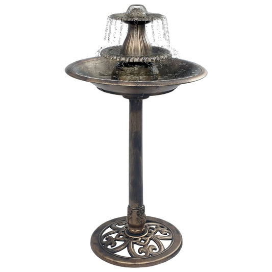 vidaXL Bain d'oiseaux avec fontaine Bronze 50×91 cm Plastique