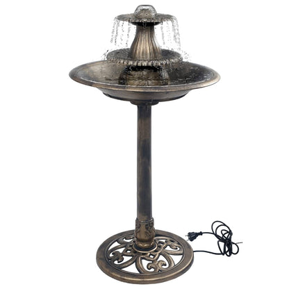 vidaXL Bain d'oiseaux avec fontaine Bronze 50×91 cm Plastique